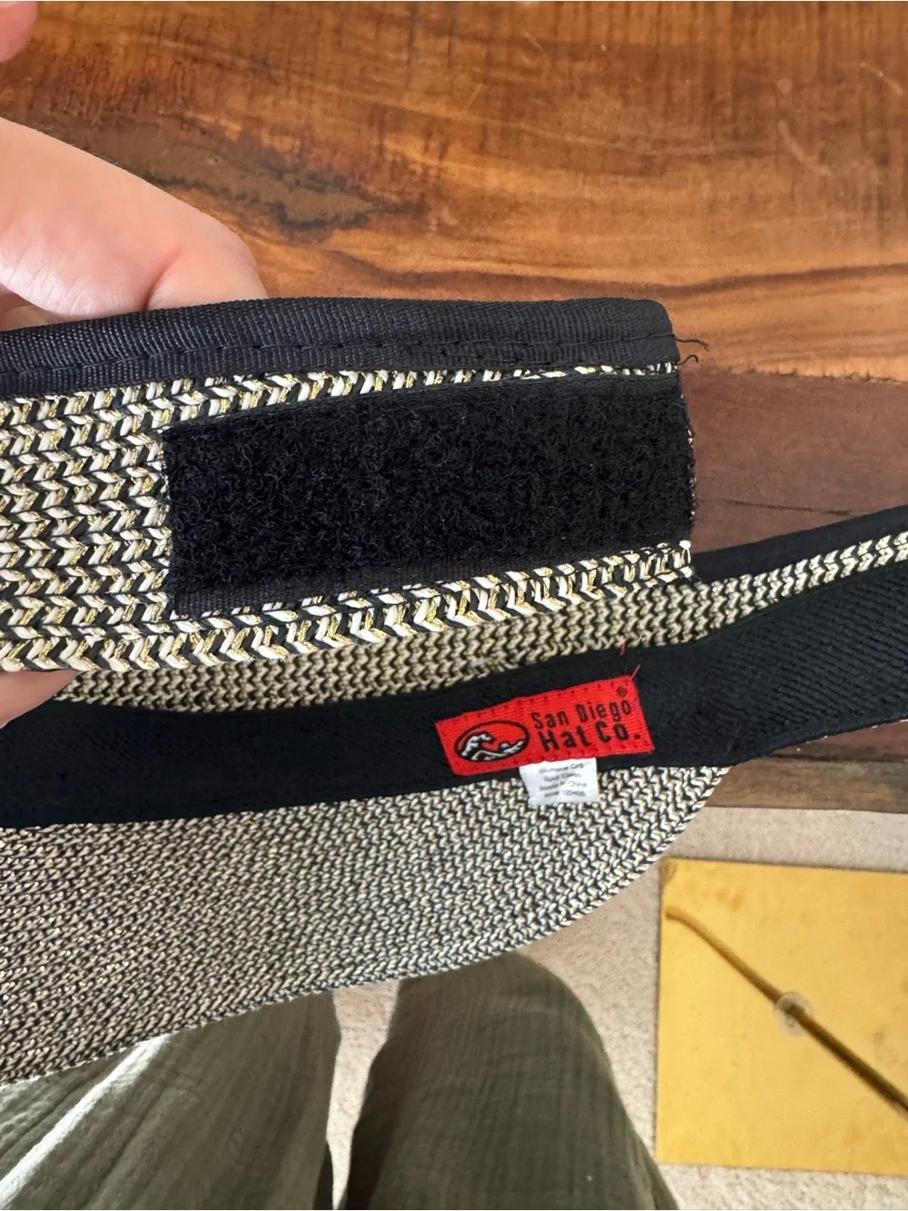 San Diego Hat Company Black and Cream Ultrabraid Belted Visor with Gold Buckle